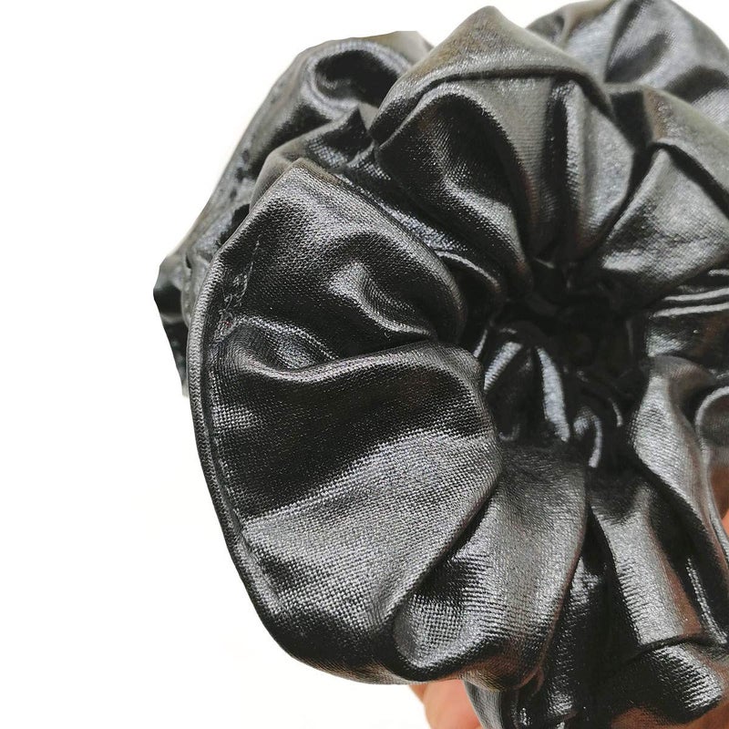 CONOFA 4 Pack Hair Elastics Scrunchies waterproof Faux Leather Scrunchy Bobbles Soft Elegant Elastic Hair Bands Hair Ties stage performance (Black) - Image 2